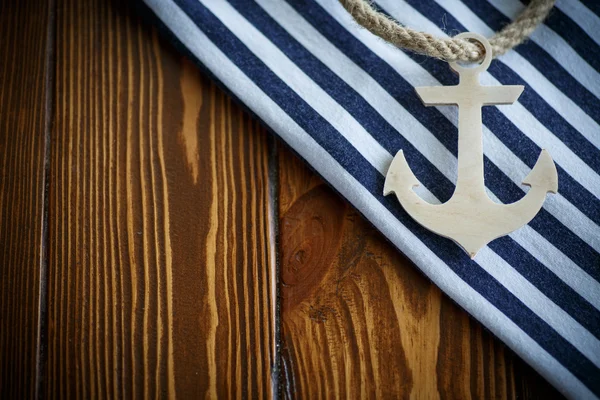 Wooden nautical anchor — Stock Photo, Image