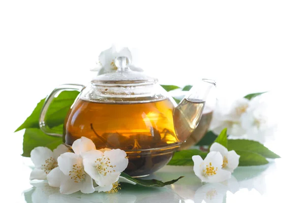 Jasmine tea in a teapot — Stock Photo, Image