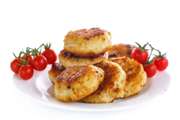 Gebratenes Hühnerschnitzel mit Kirschtomaten — Stockfoto