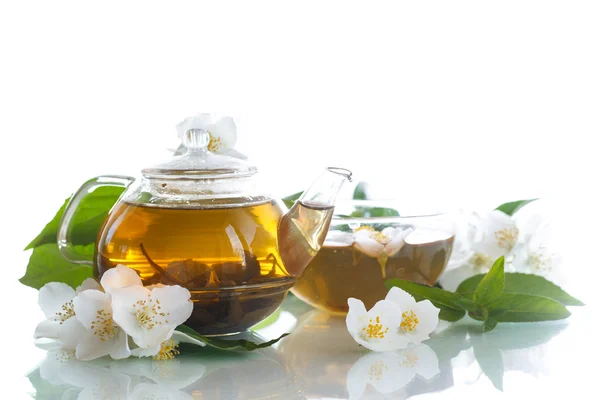 Jasmine tea in a teapot — Stock Photo, Image