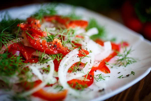 Salad with fresh peppers and onions — Stock Photo, Image