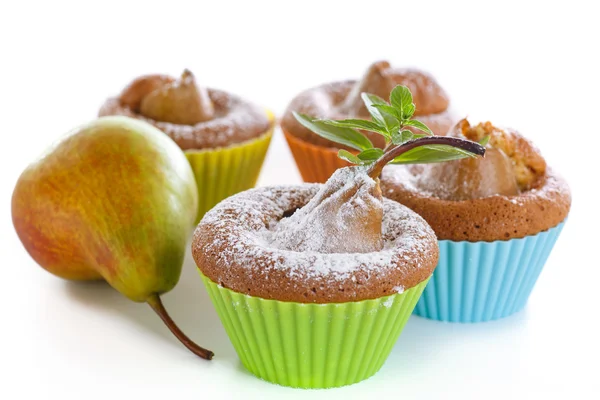 Sweet muffins with pears — Stock Photo, Image