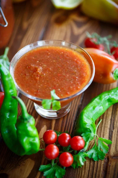 Соуси Аджика зі свіжих овочів — стокове фото
