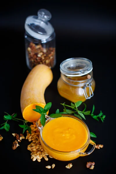 Pumpkin soup in a bowl — Stock Photo, Image