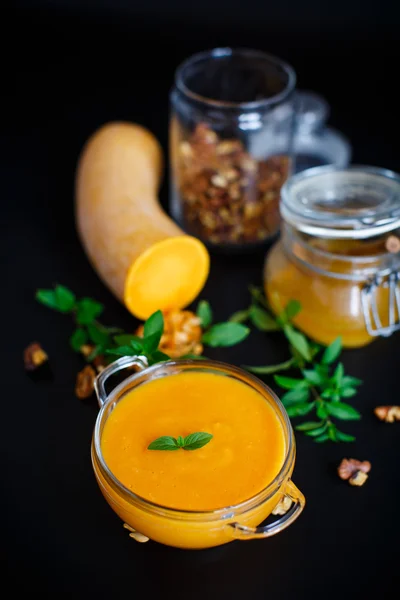 Pumpkin soup in a bowl — Stock Photo, Image