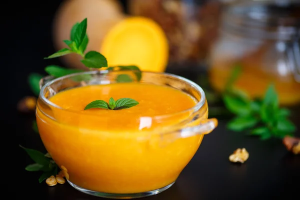 Pumpkin soup in a bowl — Stock Photo, Image