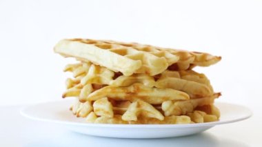 Tatlı pişmiş Belçika waffle 'ı.