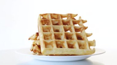 Tatlı pişmiş Belçika waffle 'ı.