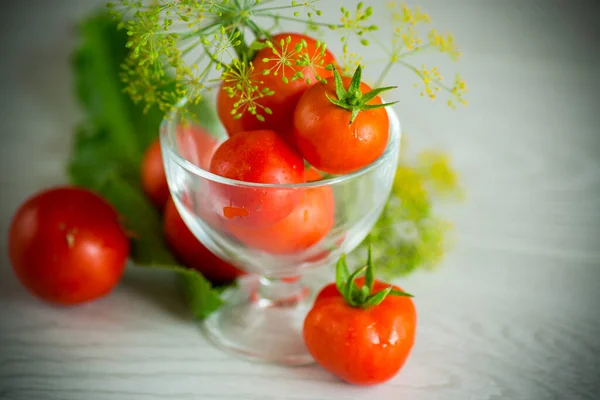 Frische Natürliche Tomaten Mit Gewürzen Für Die Konservierung Zubereitet — Stockfoto