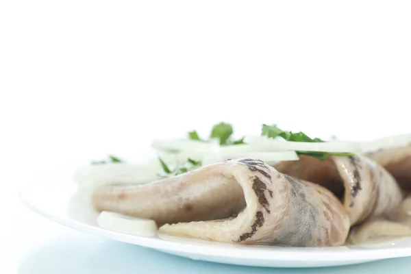 Salted herring with onions — Stock Photo, Image