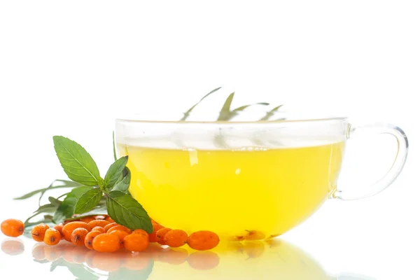 Tea with sea buckthorn — Stock Photo, Image