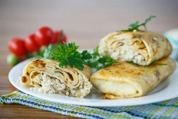 Pancakes with meat — Stock Photo, Image