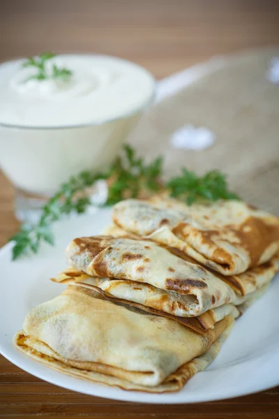 Pfannkuchen mit Fleisch — Stockfoto