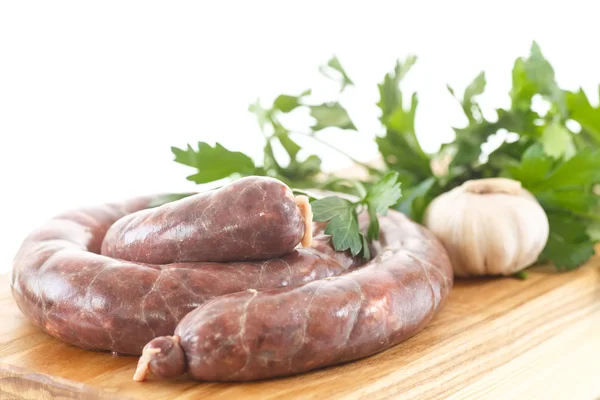 Raw liver sausage home — Stock Photo, Image