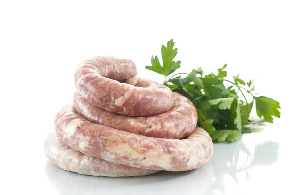 Raw sausage meat home — Stock Photo, Image