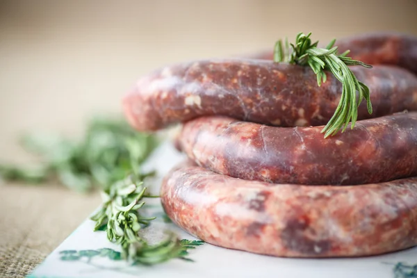 Home hepatic raw sausage with rosemary — Stock Photo, Image