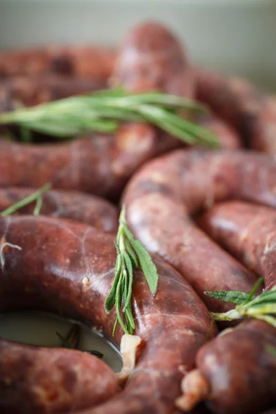 Home hepatic raw sausage with rosemary — Stock Photo, Image