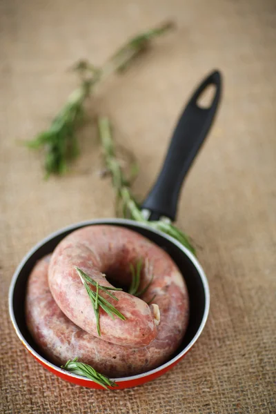 Crude homemade beef sausage — Stock Photo, Image