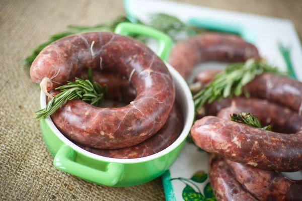 Home hepatic raw sausage with rosemary — Stock Photo, Image