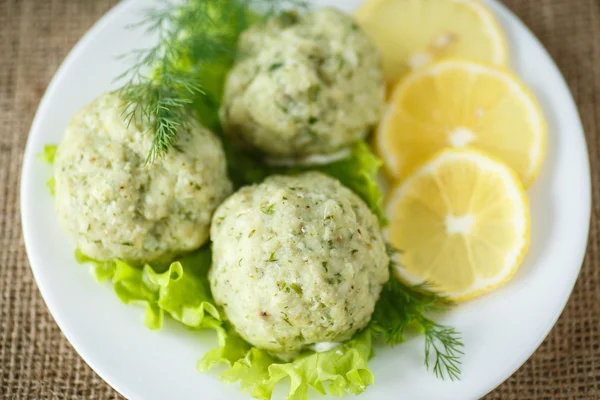 Meatballs steam fish with greens — Stock Image Meatballs steam fish with greens Stock Image