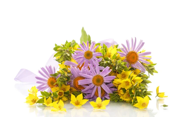 Summer bouquet of daisies and loosestrife — Stock Photo, Image