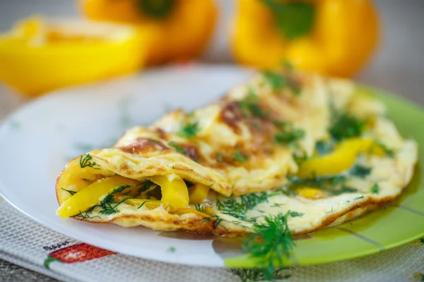 Delicious omelet with peppers and herbs — Stock Photo, Image