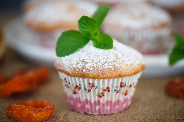 Söta muffins med torkade aprikoser — Stockfoto