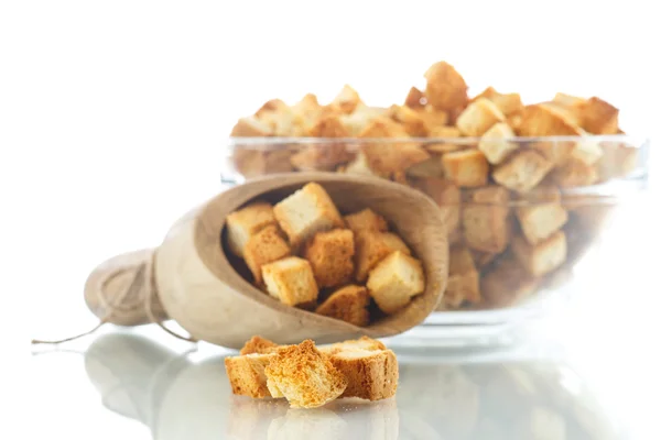 Homemade fried bread croutons — Stock Photo, Image