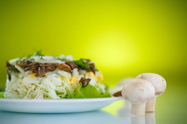 Salad with cabbage and mushrooms — Stock Photo, Image