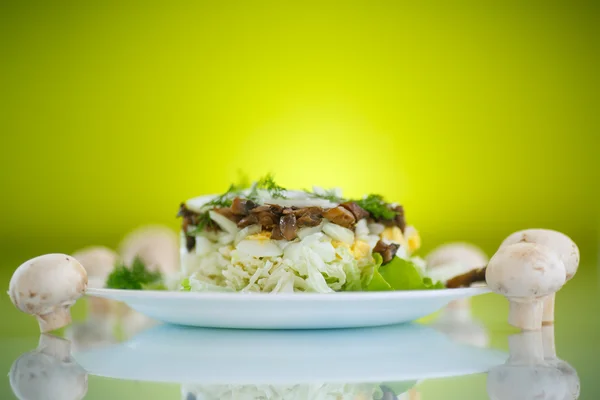 Salad with cabbage and mushrooms — Stock Photo, Image