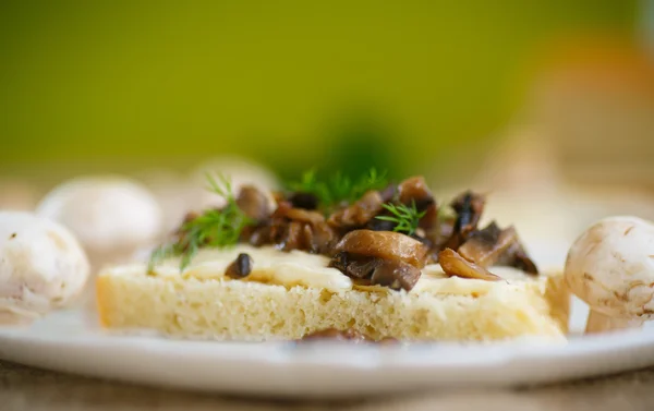 Sandwich met paddestoelen — Stockfoto