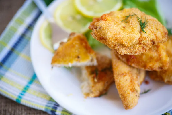 Chicken fried in batter with dill — Stock Photo, Image