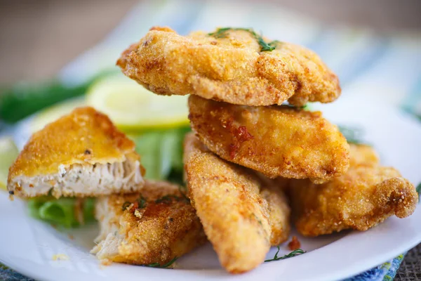 Chicken fried in batter with dill — Stock Photo, Image