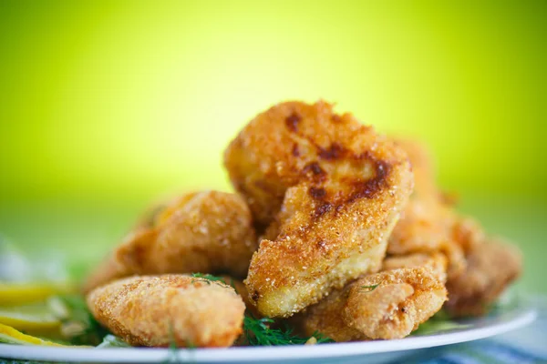 Chicken fried in batter with dill — Stock Photo, Image