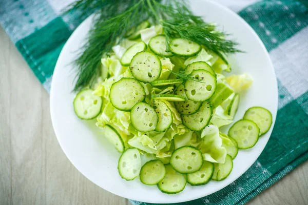 Spring salad with cabbage and cucumbers — Stock Photo, Image