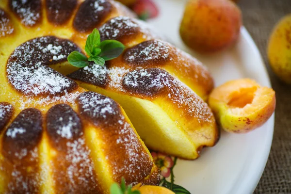 Cottage cheese casserole with apricots — Stock Photo, Image