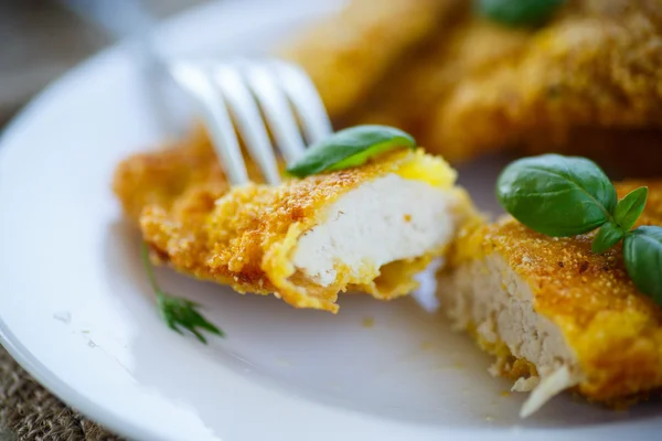 Chicken fried in batter — Stock Photo, Image