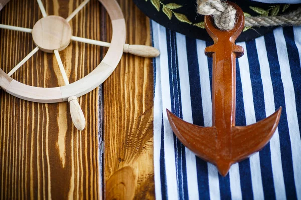 Decorative wooden steering wheel — Stock Photo, Image