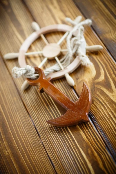 Decorative wooden steering wheel — Stock Photo, Image