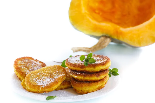 Fried sweet pumpkin pancakes — Stock Photo, Image