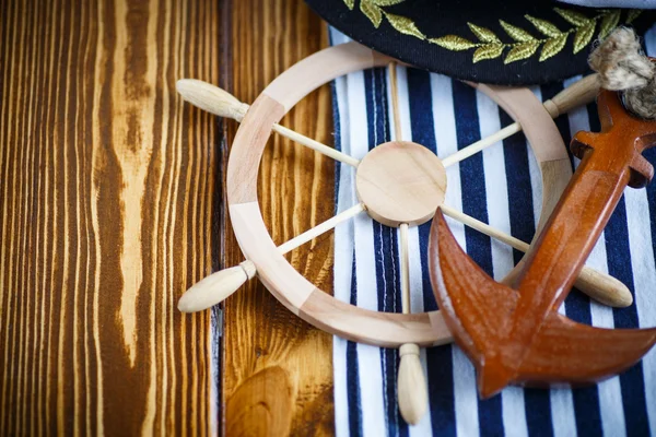 Decorative wooden steering wheel — Stock Photo, Image