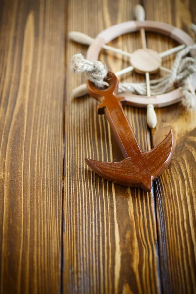 Decorative wooden steering wheel — Stock Photo, Image