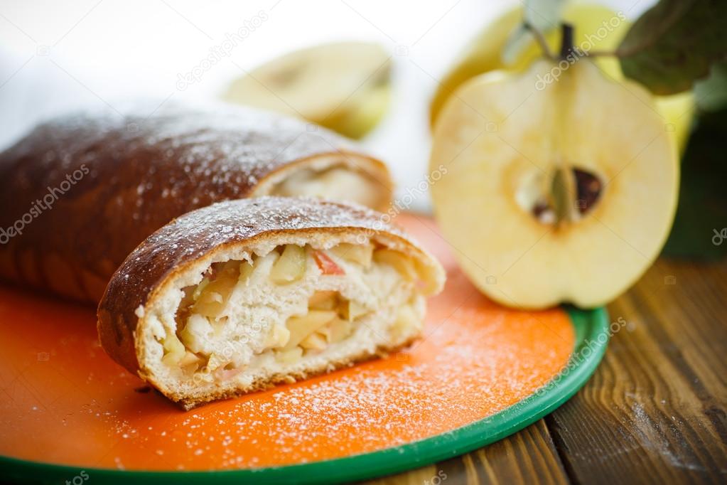 sweet strudel stuffed with quince