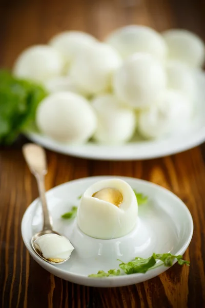 Boiled egg on a plate — Stock Photo, Image