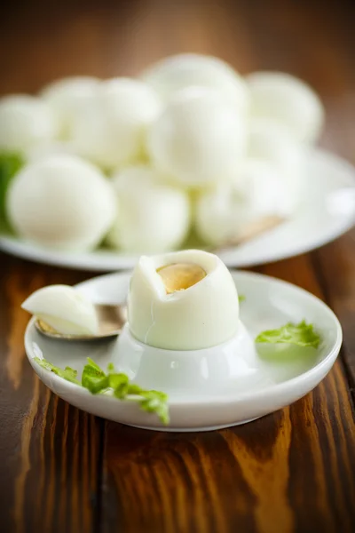 Boiled egg on a plate — Stock Photo, Image