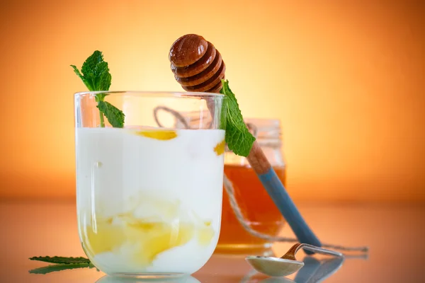 Yogurt greco con miele — Foto Stock