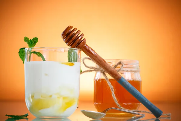 Yogur griego con miel — Foto de Stock