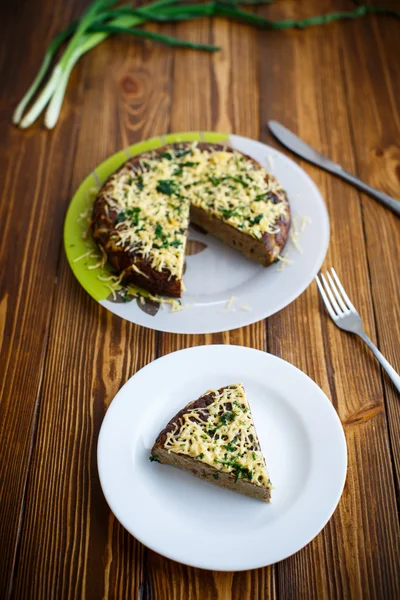 Liver pie with cheese and herbs — Stock Photo, Image