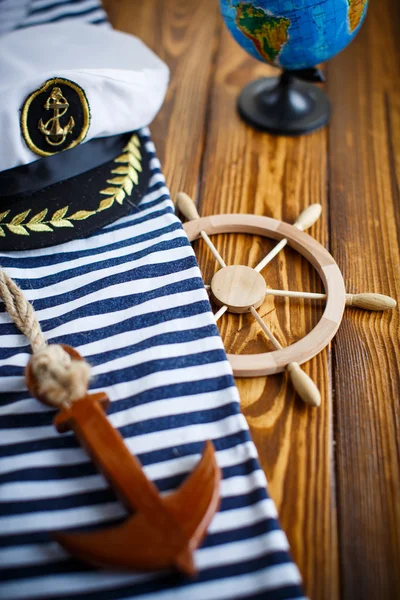 Decorative wooden steering wheel — Stock Photo, Image