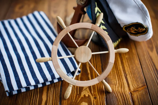 Decorative wooden steering wheel — Stock Photo, Image